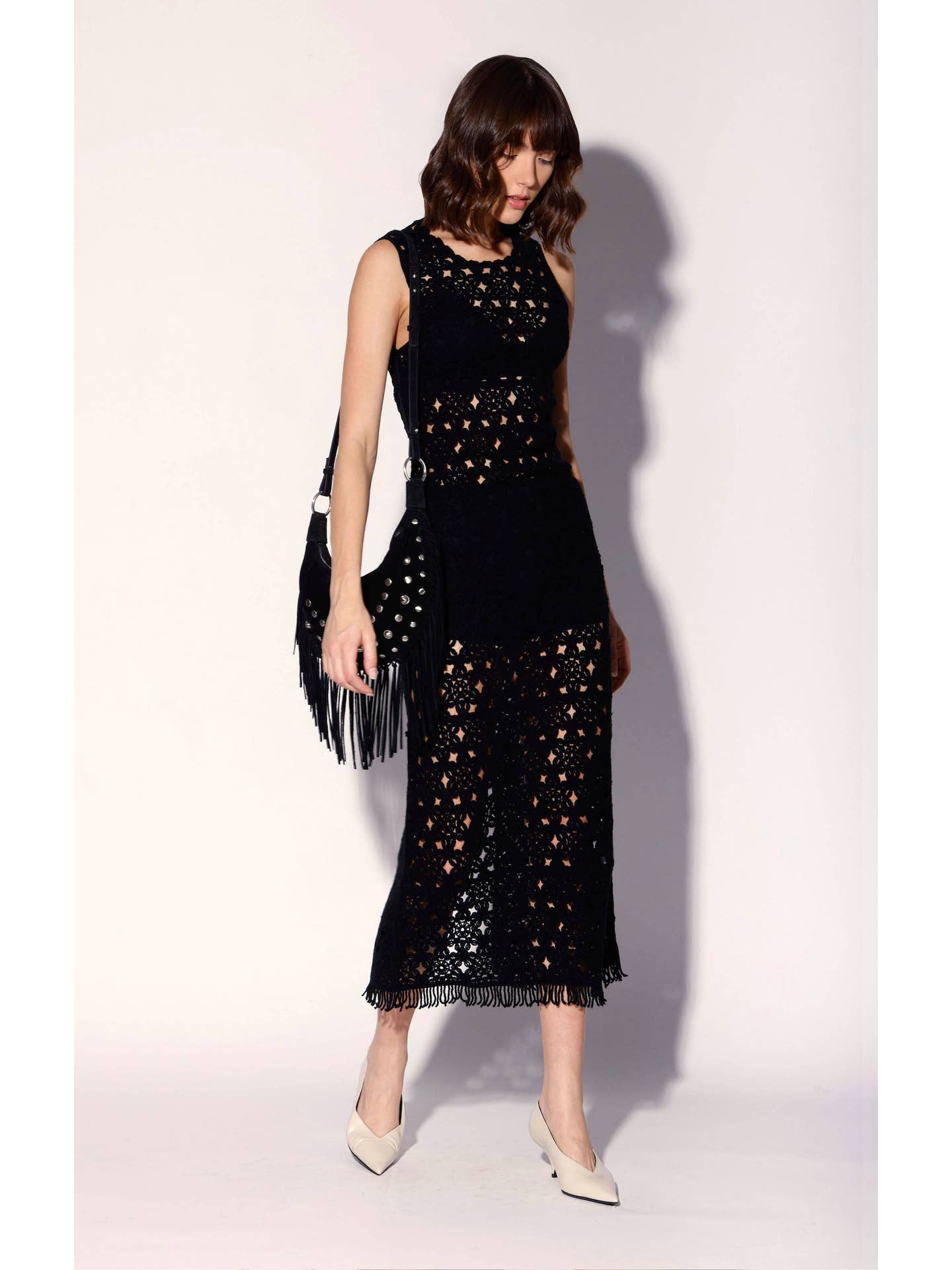 Walter Baker Brianna Dress, Dot Crochet Black