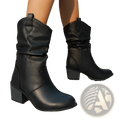 Cowboy Boots for Women Square Heel Mid Calf Pu Leather