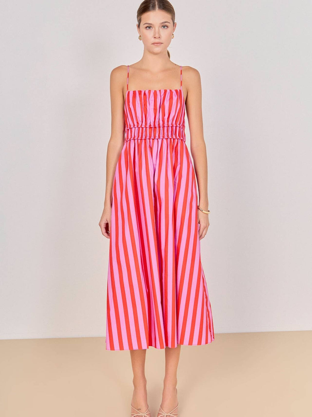 English Factory Stripe Sleeveless Maxi Dress