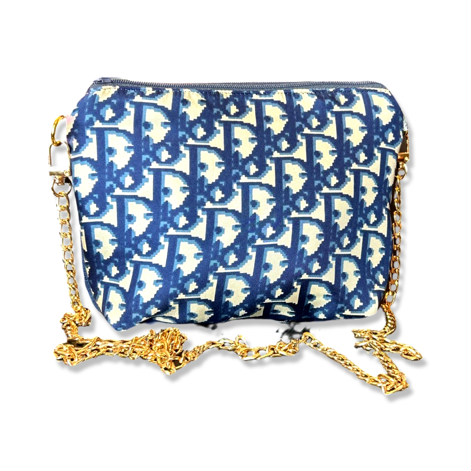 Vintage Dior Trotter Blue Silk Scarf Crossbody Bag