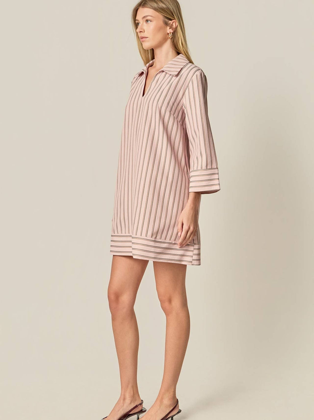 English Factory Stripe Collared Mini Dress
