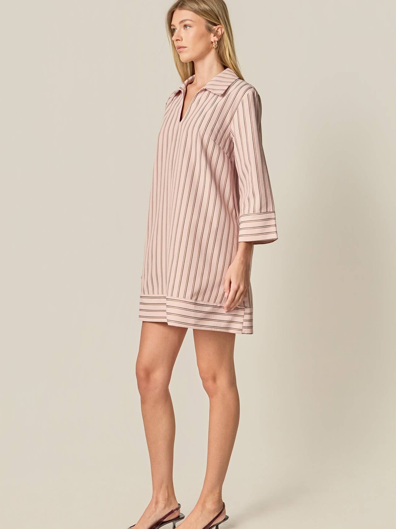 English Factory Stripe Collared Mini Dress