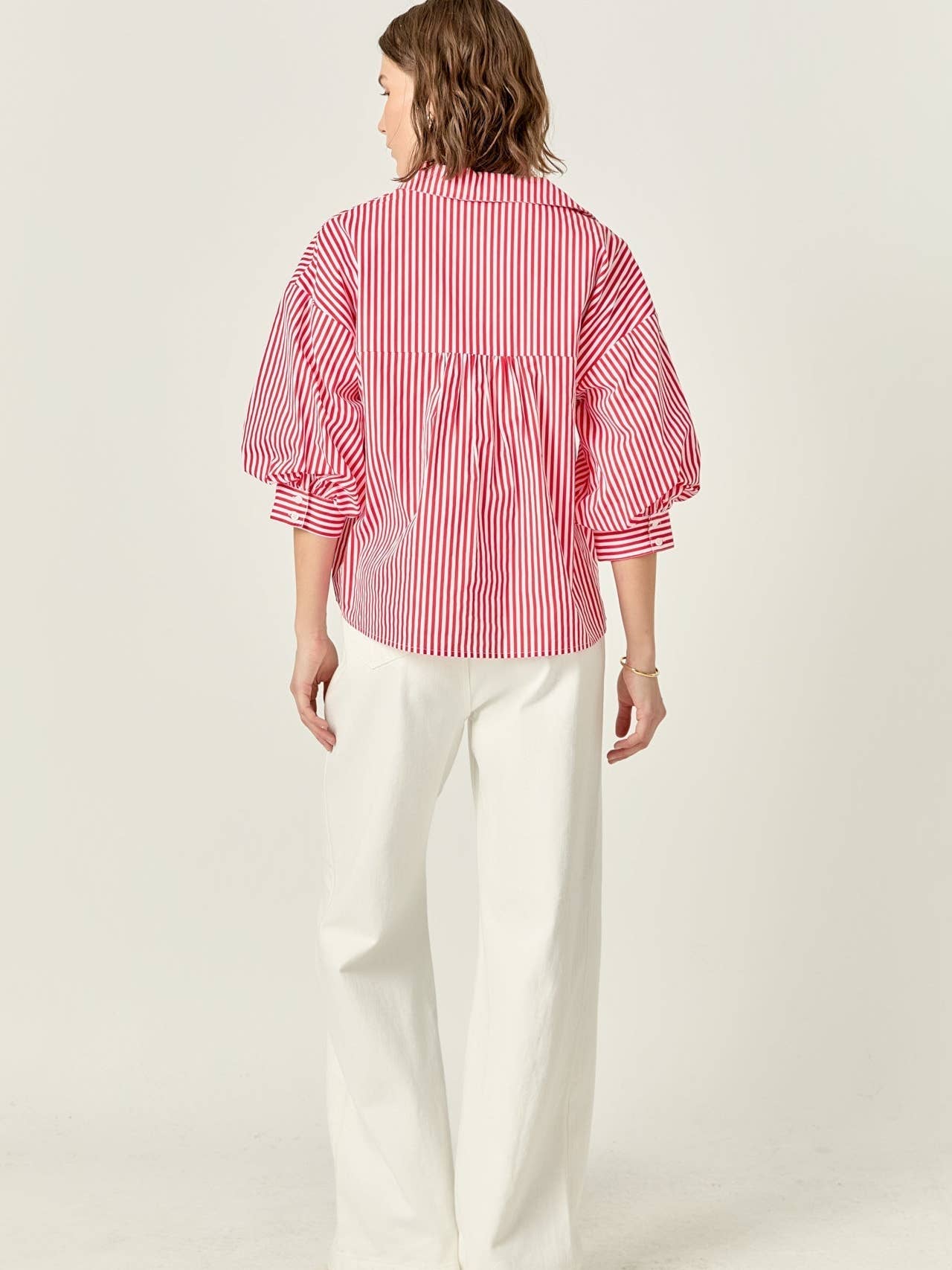 English Factory Harper Balloon Sleeve Striped Shirt