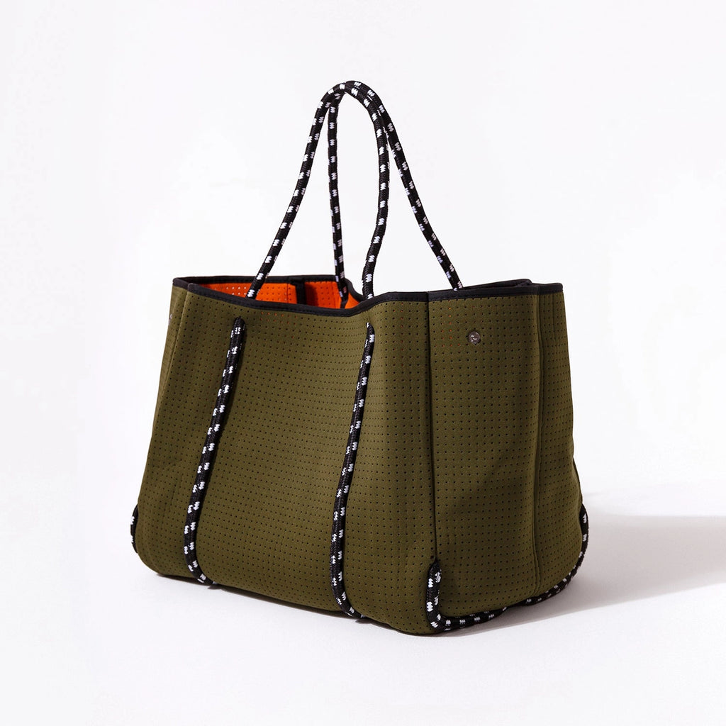 Large Neoprene Tote Bag Safari Green