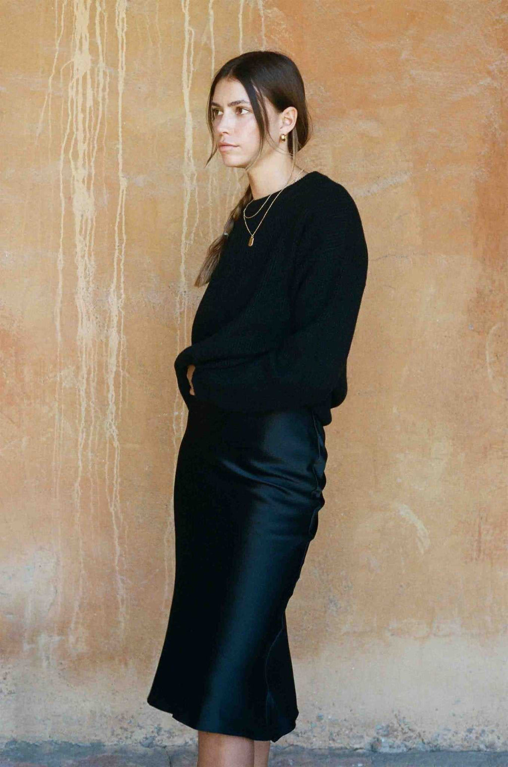 Kendall Slip Skirt | Black Silk Bias Cut Slip Skirt