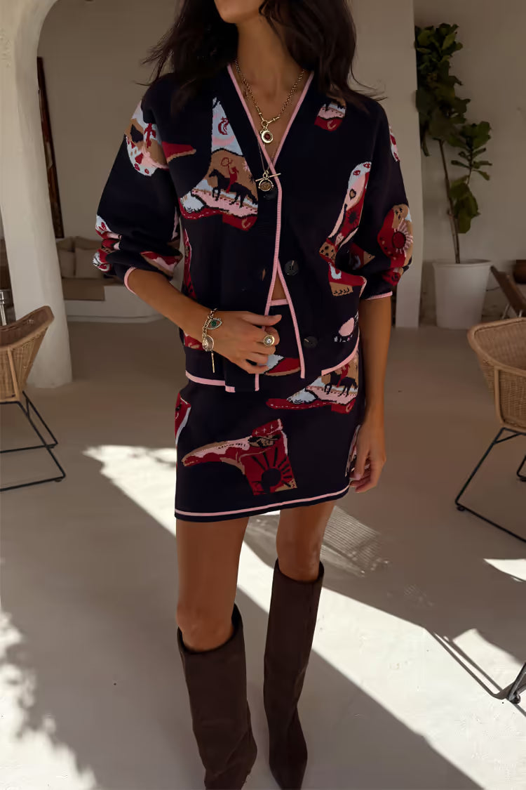 NFD Navy Cowboy Boots Jake Skirt
