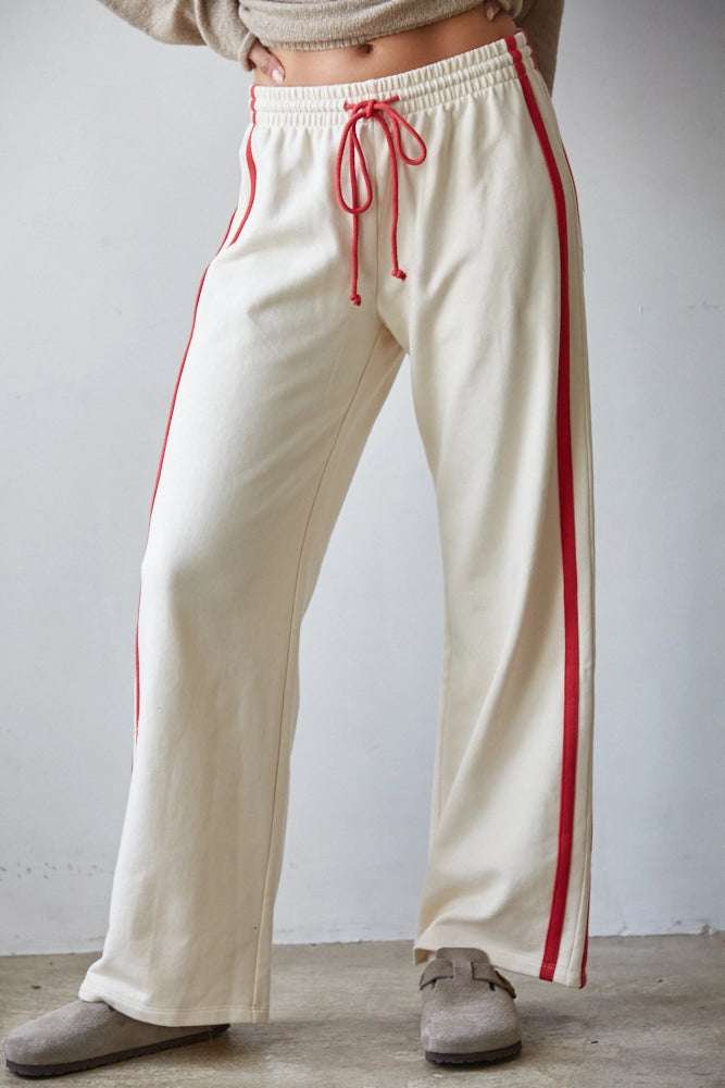 Knit Cotton French Terry Side Contrast Trim Pants